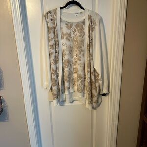 Calvin Klein Cream Tan Cardigan Sweater